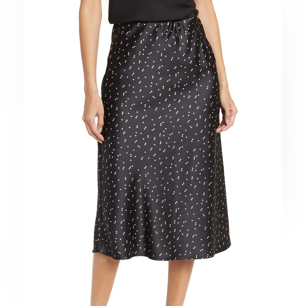 NWOT Renée C. Whimsigoth Star Print Satin Midi Skirt Y2K Vibes
